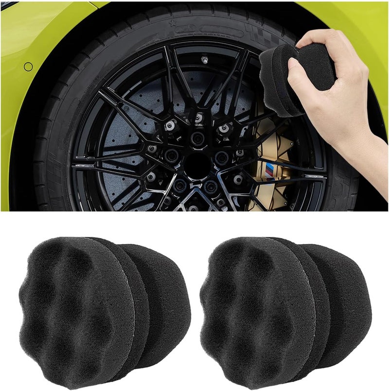 Suvnie 2 PCS Tire Shine Applicator, Reusable Foam Car Tire Dressing Applicator Pads with Ergonomic Design, Durable Automotive Detailing Sponge Tool for Applying Tire Shine (Black, Small) - Image 1